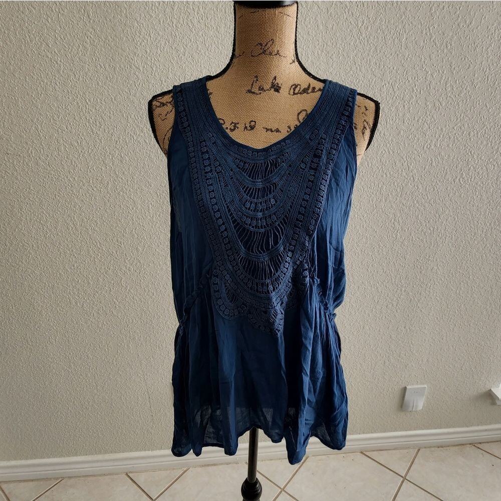 KNOX Rose embroidered lace tank top plus size XXL